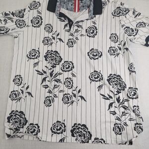 Barabas Black & White Roses and Stripes Size 3X